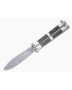 Craig Camerer Custom Balisong Drip Damascus Shatter Weave Carbon Fiber Butterfly Knife 4783