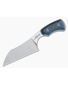 Lhotak Designs Neck Knife Black Jute Micarta with Blue/Black Liner ATI 425 Wharncliffe Blade 4943