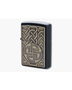 Zippo Windproof Lighter Antique Brass Norse Emblem Matte Black 49538