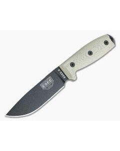 ESEE 4 Black Blade 3D Green Canvas Micarta Handles Fixed Blade 4PB-017