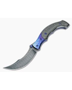 Alan Folts Custom Rite #6 Damascus and Lightning Strike Carbon Fiber