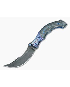Alan Folts Custom Rite #8 Damascus and Blue Fatcarbon