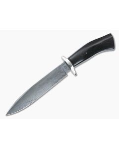 Bill Miller Custom Medium Bowie Vintage Micarta Paper and 2-Bar Damascus