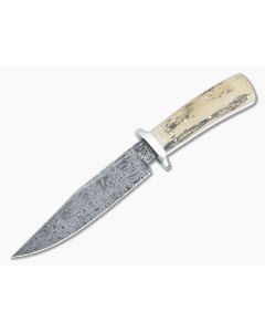 Bill Miller Custom Small Bowie Mammoth Ivory and W-Pattern Damascus