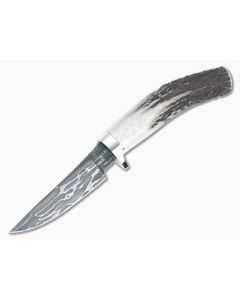 Bill Miller Custom Taper Hunter Stag and Ball Bearing Damascus