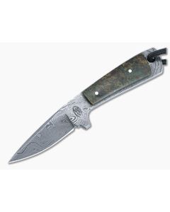 Bill Miller Custom Slender Neck Knife 224-Layer Damascus and Rag Micarta