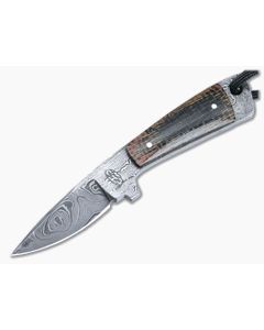 Bill Miller Custom Slender Neck Knife 224-Layer Damascus and Canvas Micarta