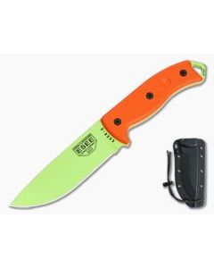 ESEE 5P Venom Green Orange G10 with Black Kydex Sheath