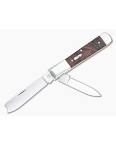 Case Razor Slip Joint Brown Maple Burl Wood 64058