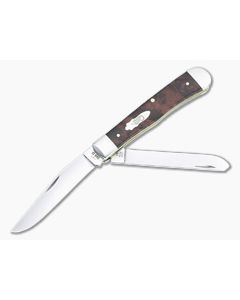 Case Trapper Smooth Brown Maple Burl Wood Slip Joint Folder 64060