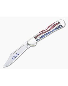 Case Mini Copperlock Star Spangled Natural Bone Back Lock Folder 64141