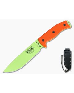 ESEE 6 Venom Green Plain Edge Orange G10 Black Sheath