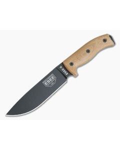 ESEE 6 Black Blade 3D Natural Canvas Micarta Handles Fixed Blade 6PB-011