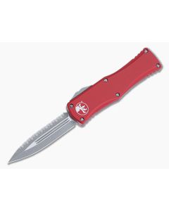 Microtech Hera OTF Red Aluminum Handle Apocalyptic Full Serrated Double Edge Blade 702-12APRD 