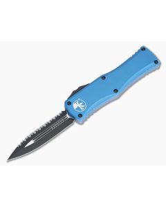 Microtech Hera D/E Black Full Serrated Double Edge Blue OTF Automatic 702-3BL