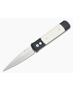Protech Godfather Tuxedo Ivory Micarta 