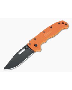 Demko Knives AD20.5 Clip Point Black DLC Plain Edge Orange FRN Shark Lock Folder