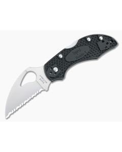 Byrd Robin 2 Wharncliffe Lightweight Black FRN Satin Serrated Folder BY10SBKWC2