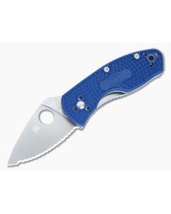 Spyderco Ambitious Lightweight Liner Lock Folder Blue FRN Handles Serrated S35VN Leaf Blade C148SBL
