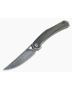 CIVIVI Lazar Isham Black Hand Rubbed Damascus Brass Front Flipper C20013-DS2