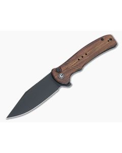 CIVIVI Cogent Button Lock Flipper Guibourtia Wood Handle Black Stonewash 14C28N C20038D-8