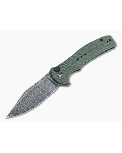 CIVIVI Cogent Button Lock Flipper Black Damascus Green Micarta Folder C20038D-DS1