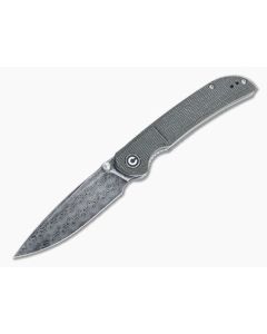CIVIVI Imperium Black Hand Rubbed Damascus Dark Green Micarta Front Flipper C2107DS-3