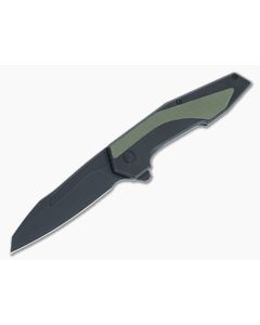 CIVIVI Hypersonic Flipper Black Steel Frame Lock with Green G10 Inlay Black Stonewash Blade C22011-1