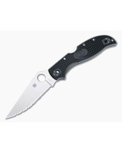 Spyderco Stretch 2 XL Spyderedge Serrated Satin VG10 Black FRN Folder C258SBK