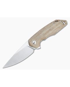 GiantMouse ACE Corta Satin M390 Natural Canvas Micarta Liner Lock Flipper