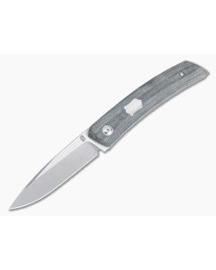 Jared Oeser F22 KICKSTOP Flipper Satin Shield Black Canvas Micarta Folding Knife
