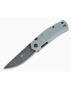 Steel Will Fjord Black Stonewashed D2 Gray G10 Liner Lock Front Flipper F71-28