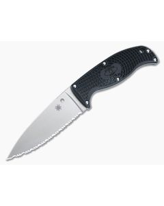 Spyderco Enuff 2 Fixed Blade Black FRN Satin Serrated VG10 Leaf Shape Blade FB31SBK2