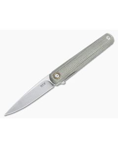 MKM x Zieba Flame Light Flipper Drop Point Stonewashed M390 Green Micarta Folder FL01L-GC
