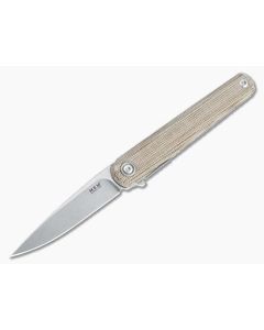 MKM x Zieba Flame Light Flipper Drop Point Stonewashed M390 Natural Micarta Folder FL01L-NC