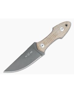 GiantMouse GMF3-P Stonewashed Black PVD N690Co Natural Micarta Coffin Handled Fixed Blade Knife