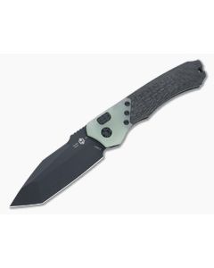 Heretic Knives Wraith Auto Tanto Black Elmax Jade G10 Bolster Carbon Fiber Automatic H100-4A-JADE