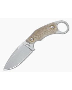 LionSteel H2 Drop Point M390 Natural Canvas Micarta Fixed Blade Ring Knife