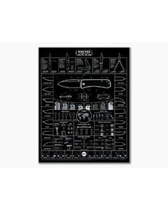 Knafs Guide to Knives Blackout Edition Pocket Knife Poster 18 x 24”
