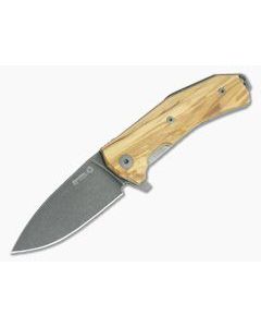 LionSteel KUR Flipper Olive Wood Black PVD Sleipner Liner Lock Folder