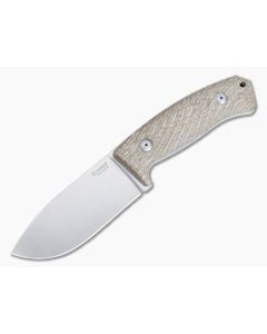 LionSteel M3 Fixed Blade Natural Canvas Micarta Handle Satin Niolox Drop Point M3-CVN