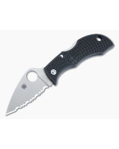 Spyderco Manbug Lightweight Black FRN Handles Serrated VG10 Leaf Blade MBKLFS