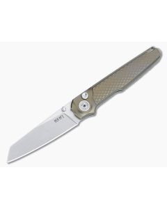 MKM Miura Button Lock Folder Bronze Integral Ti Handle Satin M390 Blade MI-TBR