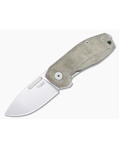 LionSteel Nano Frame Lock Flipper Natural Canvas Micarta Handle Satin MagnaCut Drop Point NA01-CVN