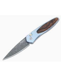 Protech Newport Custom Blue Titanium Damascus