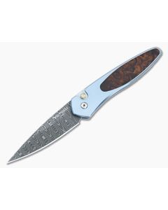 Protech Newport Custom Blue Titanium Damascus