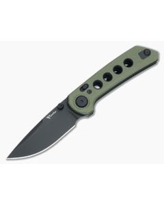 Reate PL-XT Pivot Lock Green Micarta Black PVD Nitro-V