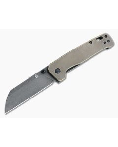 QSP Knives Penguin Sheepsfoot Black Stonewashed D2 Brass Liner Lock Folder