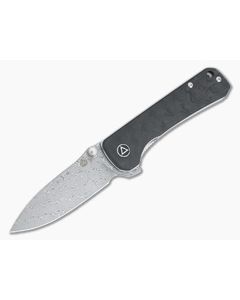 QSP Knives Hawk Damascus Carbon Fiber Liner Lock Flipper