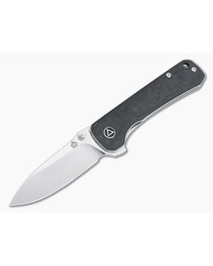 QSP Knives Hawk Satin S35VN Shredded Carbon Fiber Liner Lock Flipper